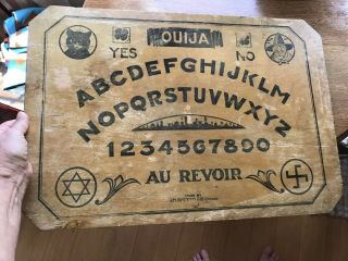 Antique Ouija Board Simmons Chicago Blackcat Witch Good Luck Au Revoir Yes No