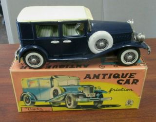 Vintage Cragstan Antique 1929 Ford Tin Friction Car W/orig Box