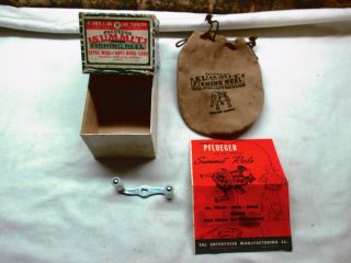 Vintage Pflueger Summit No 1983 - M Level Wind Fish Reel Box Bag & Papers