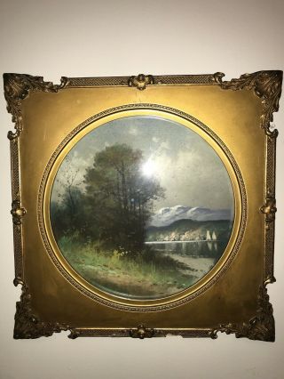 Antique Landscape Watercolor Painting & Antique Frame - Estate