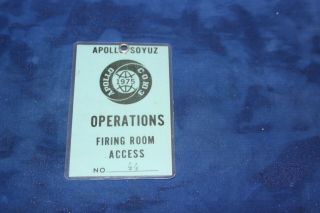 Rare Apollo - Soyuz Nasa Operations Firing Room Access 44 Badge