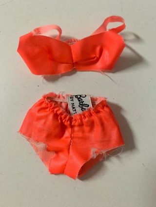 Vintage Barbie 1160 Orange Bikini Vinyl Two Piece Twist N Turn Swimsuit