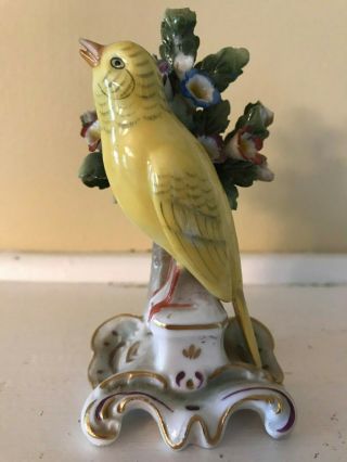 Antique Canary Bird & Flowers Figurine Gold Anchor Mark