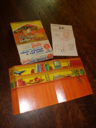 Vintage Barbie Go Together Chair Ottoman & End Table Box Backdrop & Instructions