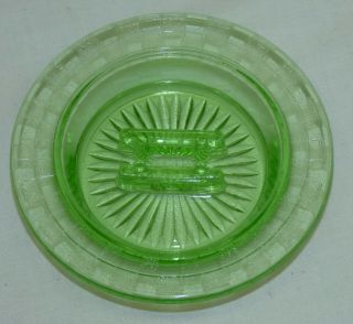Vtg Antique Green Uranium Vaseline Depression Glass Ashtray & Match Book Holder 3