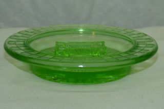 Vtg Antique Green Uranium Vaseline Depression Glass Ashtray & Match Book Holder 4
