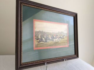 A PAIR (2) OF CLASSIC RACE HORSING COLORFUL VINTAGE PRINTS FRAMED&DOUBLE MATTED 2