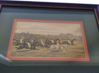 A PAIR (2) OF CLASSIC RACE HORSING COLORFUL VINTAGE PRINTS FRAMED&DOUBLE MATTED 3