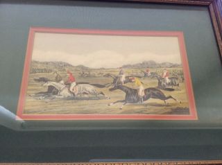 A PAIR (2) OF CLASSIC RACE HORSING COLORFUL VINTAGE PRINTS FRAMED&DOUBLE MATTED 6