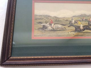 A PAIR (2) OF CLASSIC RACE HORSING COLORFUL VINTAGE PRINTS FRAMED&DOUBLE MATTED 8