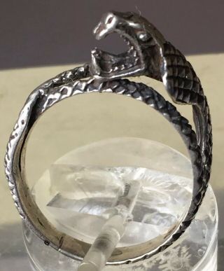 Antique Sterling Silver Ring Cobra Size 6