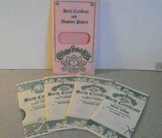 4 Vintage 1983 Cabbage Patch Kids Birth Certificates Page Ivy Marta Dean