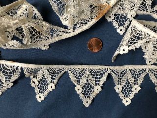 Vintage Machine Schiffli Lace In Unusual Van Dyke Shape Sew Craft Costume