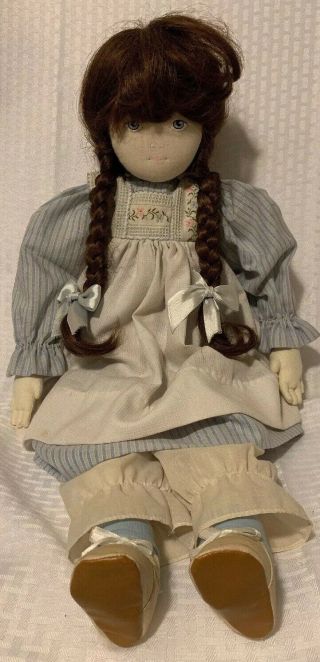 Vintage Doll By Pauline - Bjonness Jacobsen Cloth Doll Brown Hair Eyes 24 "