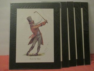 Vtg Norman Orr Set Of 5 Golf Wall Art Matted Prints Scottish Golfer 
