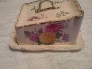 Antique Bonn Germany Franz Anton Mehlem Covered Cheese / Butter Dish 1800 