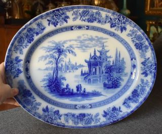 Doulton England Madras Floral Far East Themed Antique Flow Blue Lg Oval Platter
