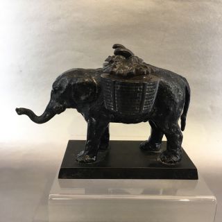 Antique Victorian Elephant Figural Cast Iron Incense Burner Holder Figure 3