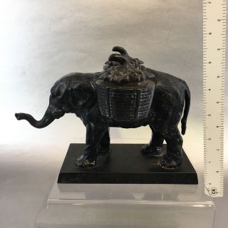 Antique Victorian Elephant Figural Cast Iron Incense Burner Holder Figure 6