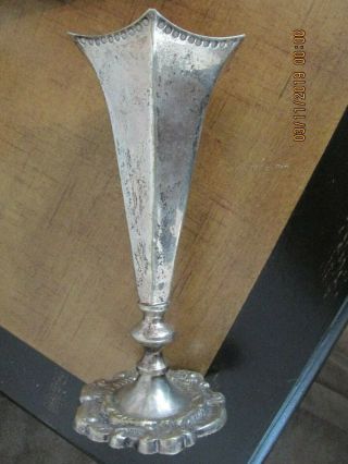 Vintage Silver Plate Vase Bud Vase Fancy Ornate 7 1/2 "