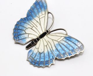 A Large Antique Art Deco Sterling Silver 925 Enamelled Butterfly Brooch 8309