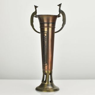 Art Nouveau Copper & Brass Vase Secessionist Jugendstil Arts Crafts 3