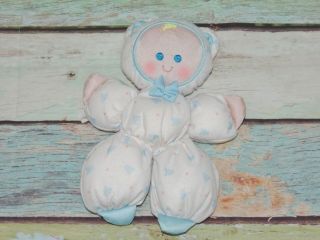 Fisher Price Slumber Babies White Teddy Bear Blue Stuffed Plush Vtg 1989 Toy 10 "