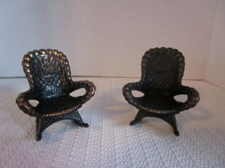 Durham Miniature Dollhouse Or Roombox Vintage Pair Metal Rocking Chairs 1976