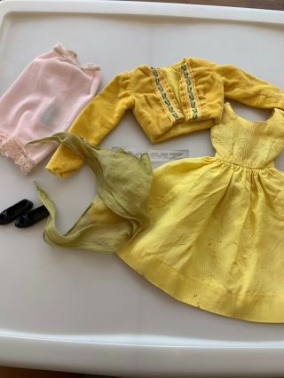 Vintage Remco Judy Littlechap 1104 Yellow Party Dress Outfit,  Slip,  And Japan
