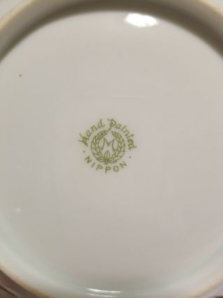 Antique Nippon Porcelain Pink Flower Gold Overlay Serving Bowl 4