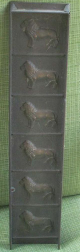 Antique Chocolate Candy Mold - Copper Plated Steel - Lions -