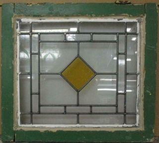 Old English Leaded Stained Glass Window Bordered Diamond Design 21 " X 19 "