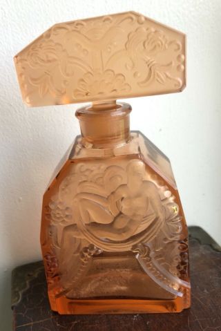 Antique Art Deco Czech Glass Figural Nude Perfume Bottle Hoffman?