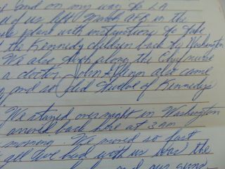Robert F.  Kennedy Assassination 1968 Hand Written Letter by Security describing 3