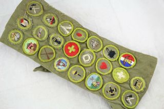 Vintage Boy Scout Sash With Merit Badges Patch Patches Bsa (a