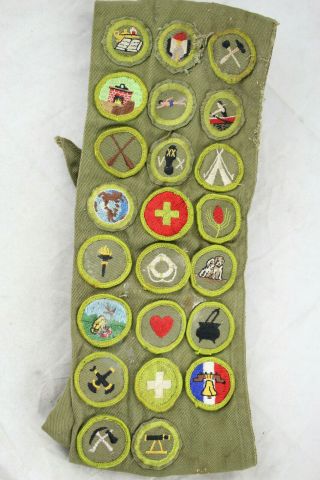 Vintage Boy Scout Sash With Merit Badges Patch Patches BSA (a 2