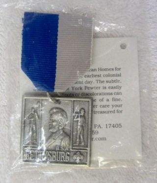 Gettysburg Trail Medal Boy Scout Oa Vtg Pin Badge York Pewter In Package
