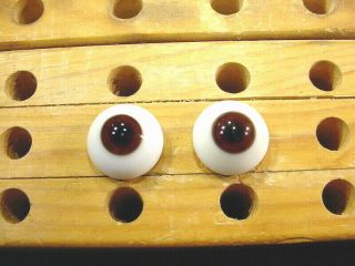 A Pair Vintage Solid Doll Glass Eyes 20 Mm For Bisque Doll Head Age 1910 A 3767