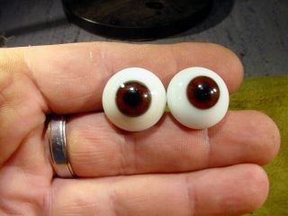 a pair vintage solid doll glass eyes 20 mm for bisque doll head age 1910 A 3767 5