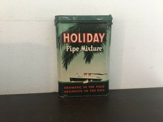 Vintage Holiday Pocket Tobacco Tin - Antique - Pipe - Cigarette - Advertising