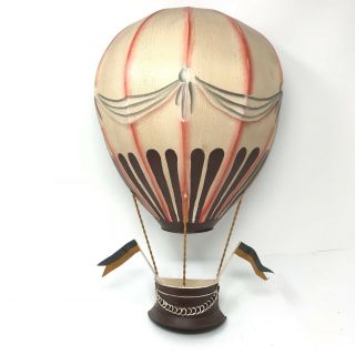 Vintage Retro Style Painted Metal Hot Air Balloon Hanging Wall Decor Whimsical