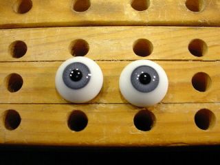 A Pair Vintage Solid Doll Glass Eyes 22 Mm For Bisque Doll Head Age 1910 A 3760