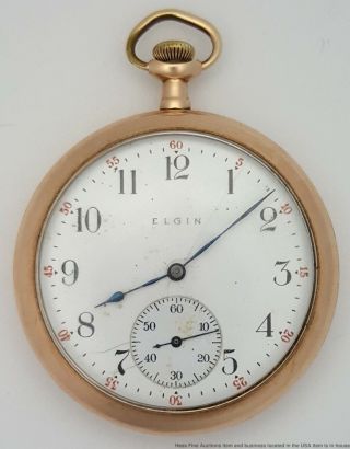 Antique Elgin 12s 15j Open Face Pocket Watch Circa 1915