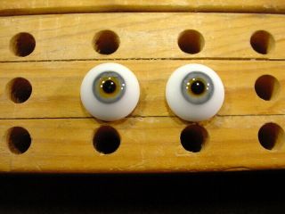 A Pair Vintage Solid Doll Glass Eyes 20 Mm For Bisque Doll Head Age 1910 A 3762