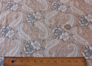 Pretty Antique C1915 Floral Paisley Cotton Quilting Weight Fabric 1yd27 " Lx34 " W