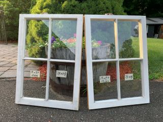 2 - 19 X 27 Matching Vintage Window Sash Old 4 Pane From 1960s Arts & Crafts