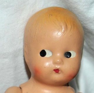 1 Antique Vintage Composition Baby Doll Jointed 7 " Painted Features Cherubic