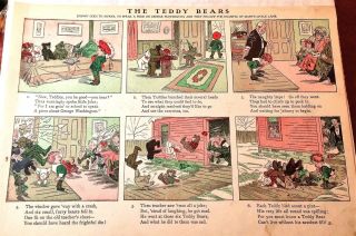 Antique Set Of 4 Little Johnny & The Teddy Bears Comic Strip 1900s By J.  R.  Bray