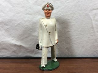 Antique Vintage Die - Cast Metal Army Officer Doctor Old Lead Soldier Toy Army Man
