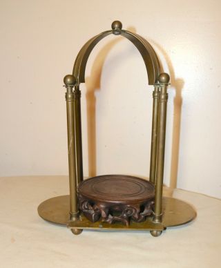 antique adjustable brass hand carved wood santos sculpture stand display base 2